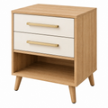 Comodino 50 x 40 x 60 cm in legno naturale e bianco con 2 cassetti stile moderno