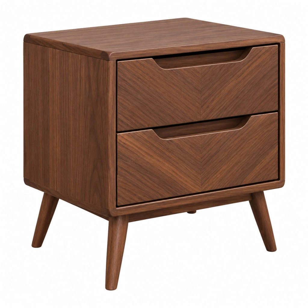 Comodino 50 x 40 x 55 cm in legno noce con 2 cassetti - stile moderno