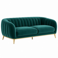 Divano 2 posti 180 cm in velluto verde con piedini dorati stile moderno