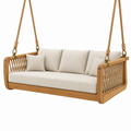 Dondolo sospeso da giardino 180 x 85 x 70 cm in legno e corda beige - stile bohémien