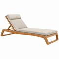 Lettino prendisole 200 x 70 cm in legno beige da esterno con schienale regolabile
