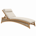 Lettino prendisole 195 x 70 cm in legno beige con rivestimento in tessuto stile naturale