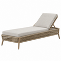Lettino prendisole 200 x 70 x 85 cm in corda sintetica beige con schienale reclinabile da esterno
