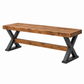 Panca 180 cm in legno marrone con struttura in metallo nero - stile industriale