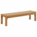 Panca 120 x 40 x 45 cm in legno e fibra naturale beige stile rustico