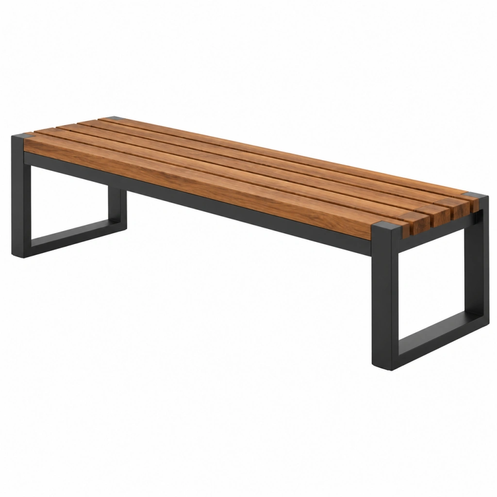 Panchina da giardino 150 x 40 x 45 cm in legno marrone e metallo nero stile industriale