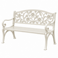 Panca da giardino 120 cm in metallo bianco - floreale classica