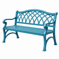 Panchina da giardino 120 cm in metallo turchese - stile classico con schienale traforato