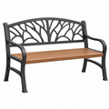 Panca da giardino 122 cm in metallo nero e legno marrone - stile decorativo a 2 posti